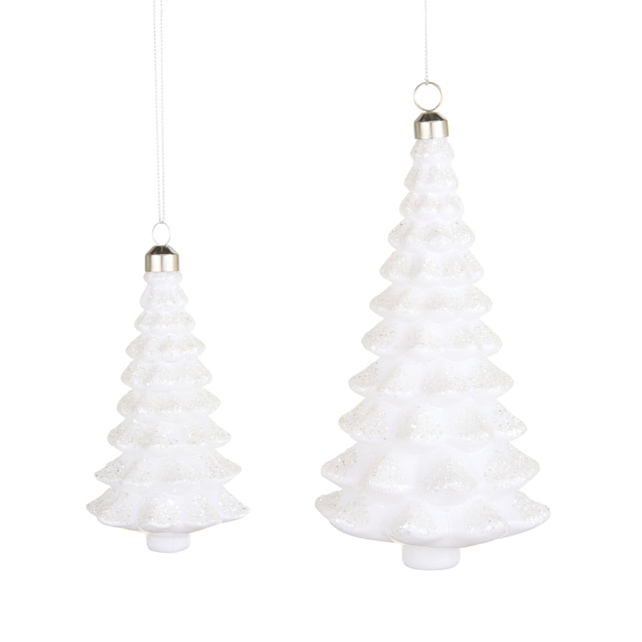 7" White Iridescent Tree Ornaments