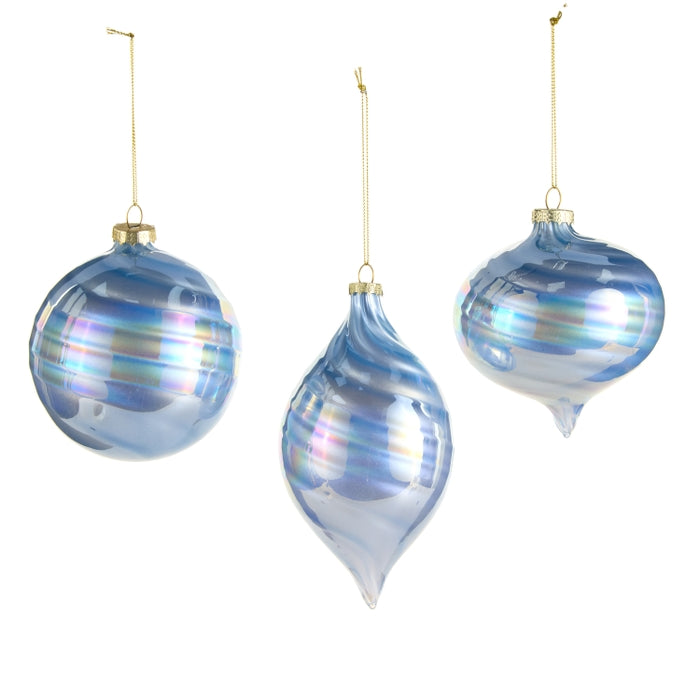 4" Blue Iridescent Ornament
