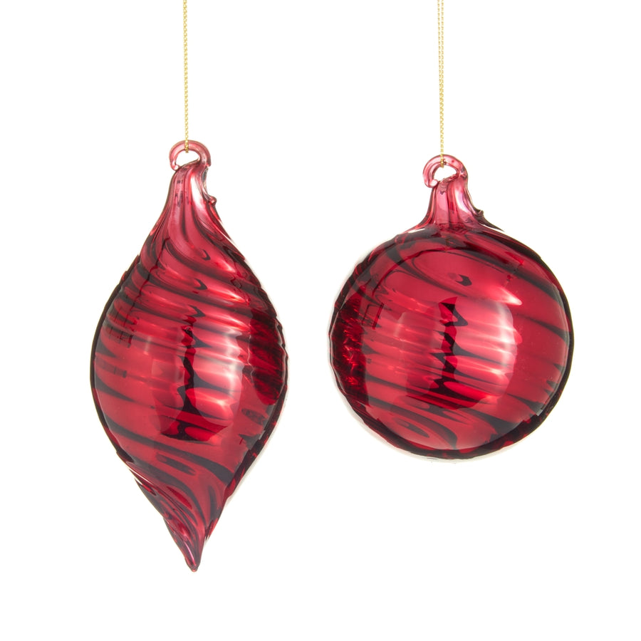 3" Dark Red Swirl Ornament