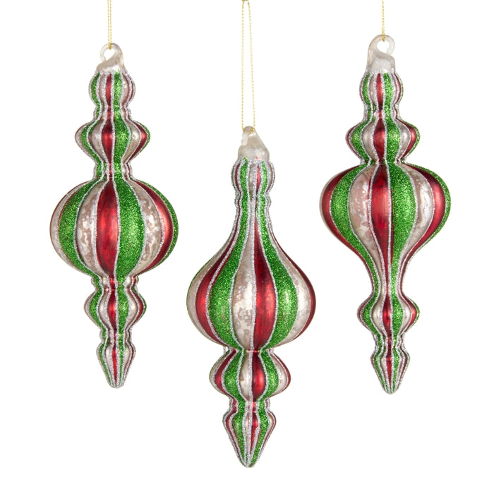 7.5" Red, White and Green Stripe Ornament