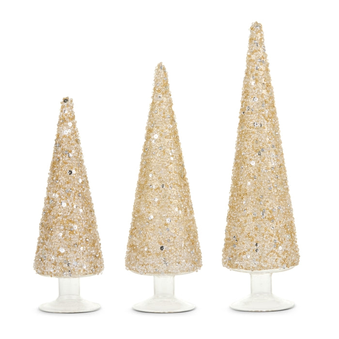 13.5" Gold Glitter Trees