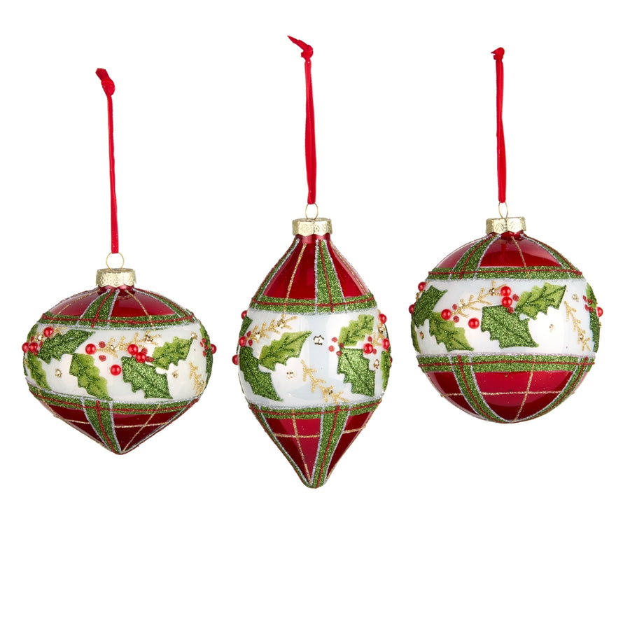 4" Plaid Holly Ornament