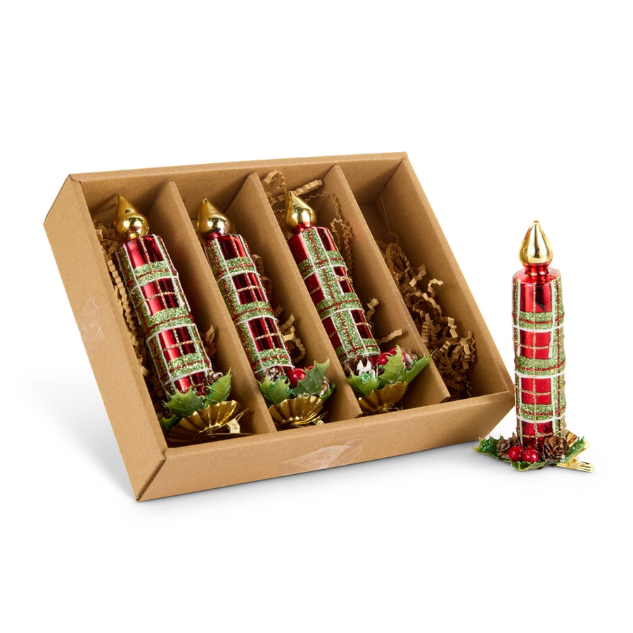5.75" Box of Plaid Clip-On Candle Ornaments