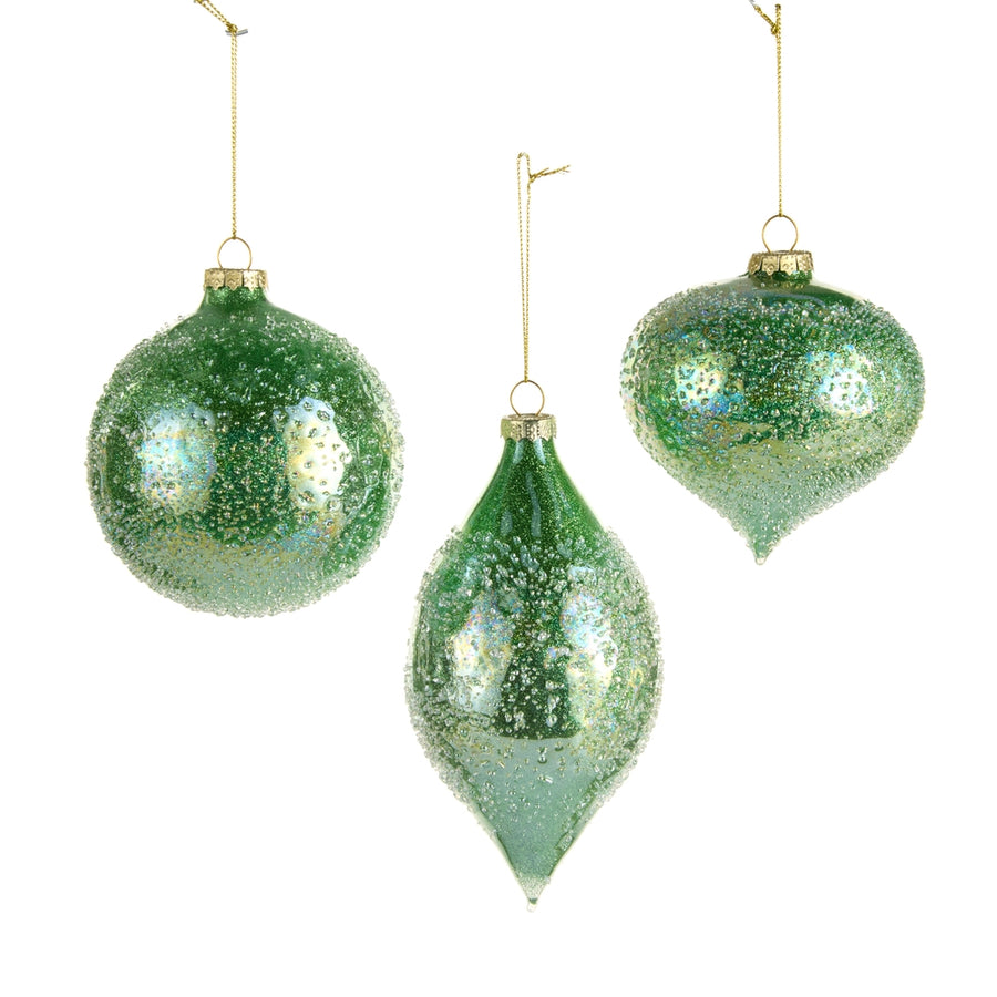 4" Light Green Iced Ornament