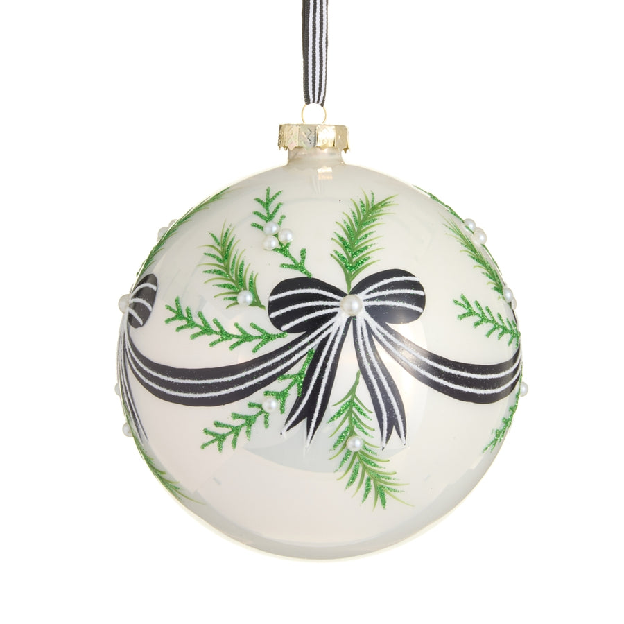 6" Black Bow Bunting Ball Ornament