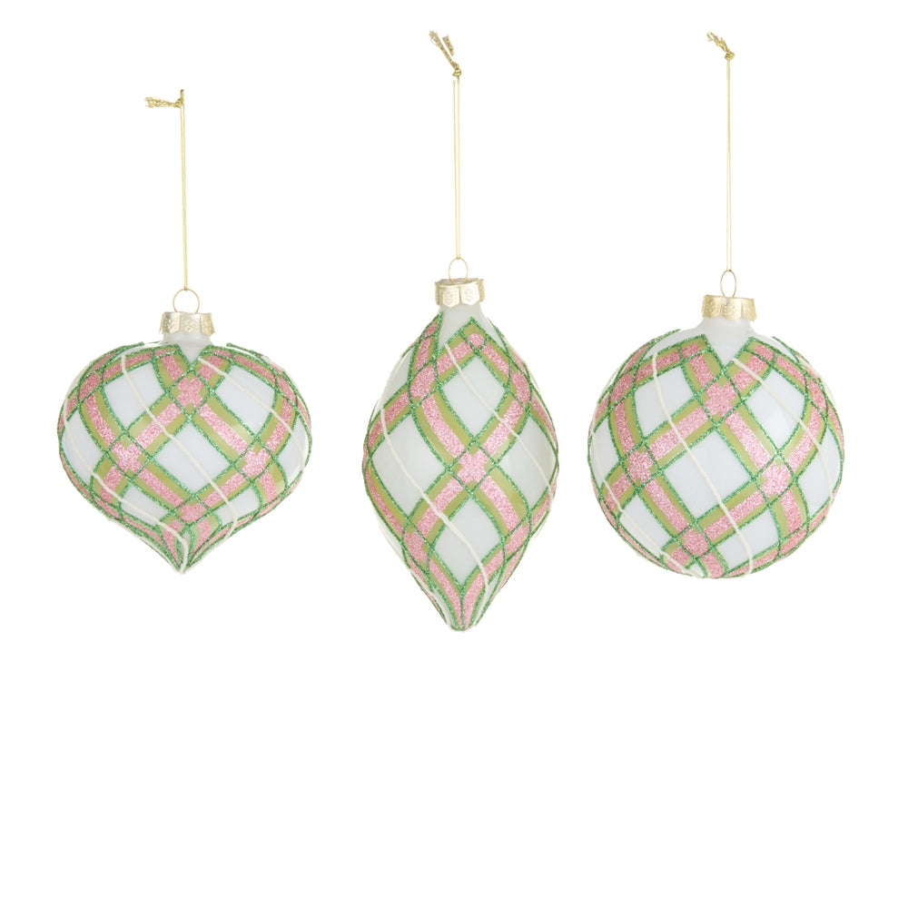 4" Pink and Green Plaid Ornament