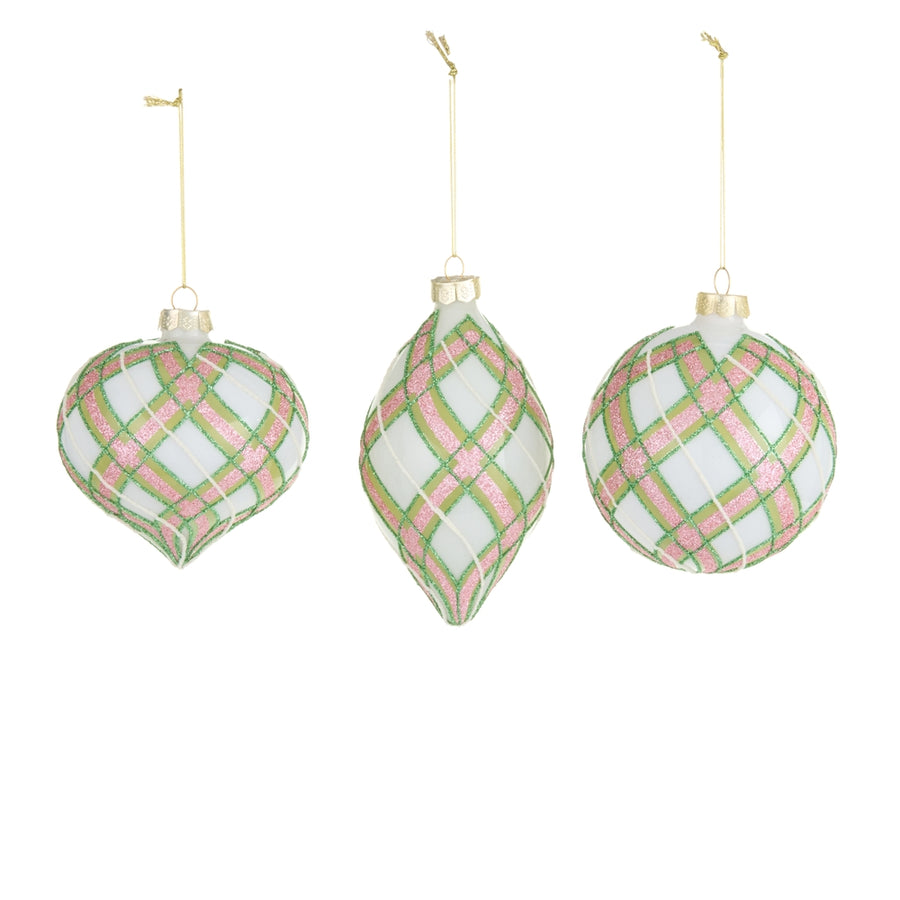 4" Pink and Green Plaid Ornament