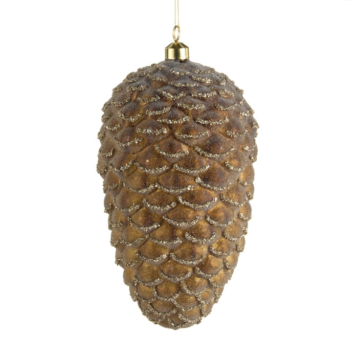 8.5" Iced Brown Pinecone Ornament
