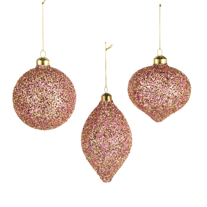 4" Pink and Gold Glitter Ornament