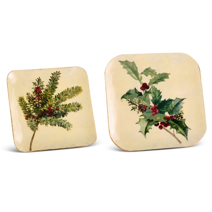 12" Holiday Evergreen Square Trays