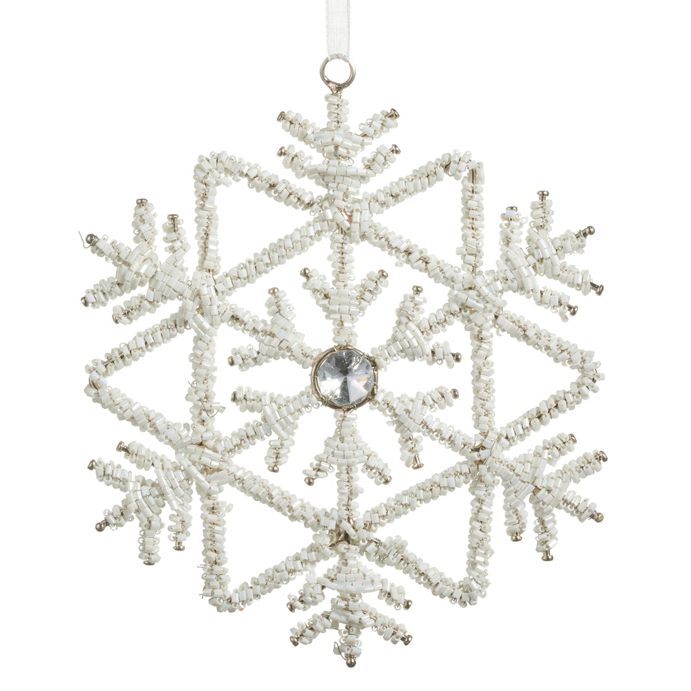 6" Beaded Snowflake Ornament