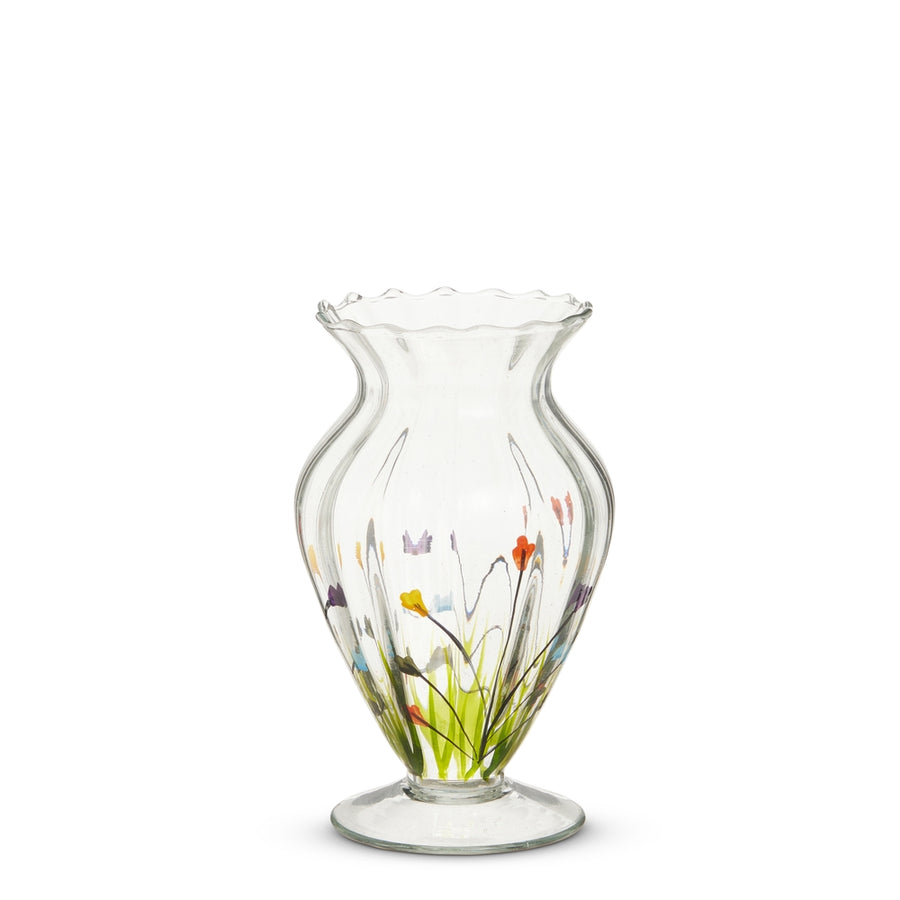 6.5" Floral Glass Vase - Glass