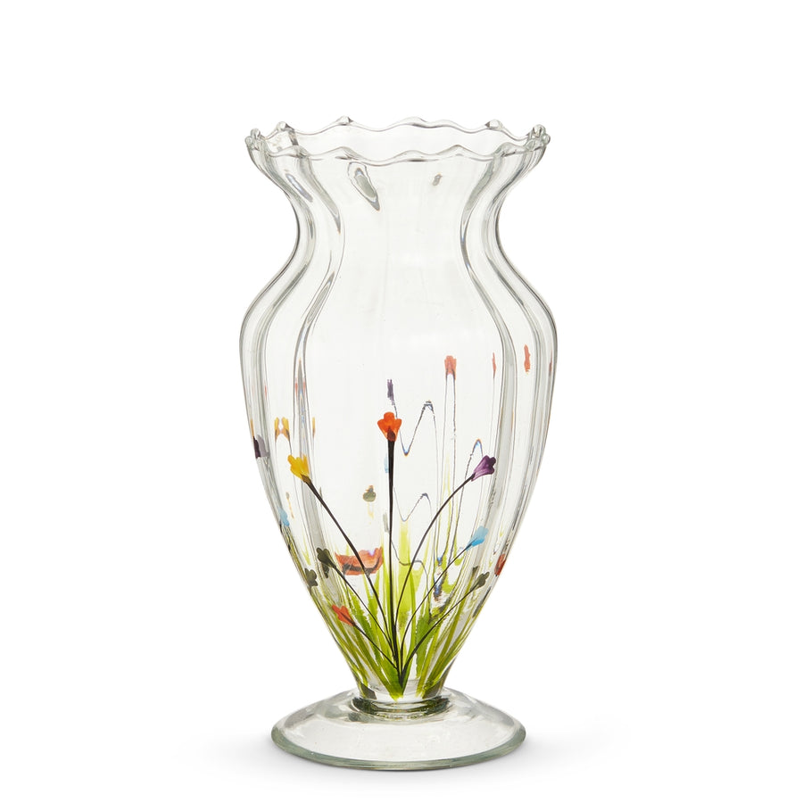 8.5" Floral Glass Vase | Multicolor