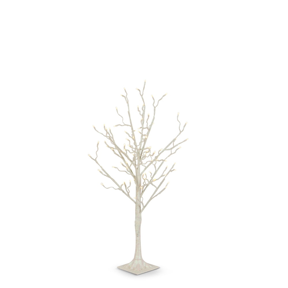 3.5' White Iridescent Glitter Lighted Tree