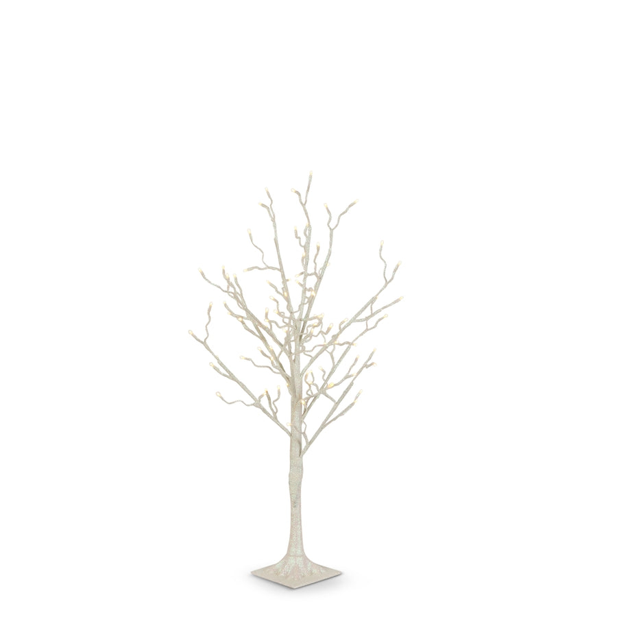 3.5' White Iridescent Glitter Lighted Tree