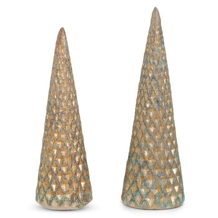 12" Distressed Copper Finish Cone Trees