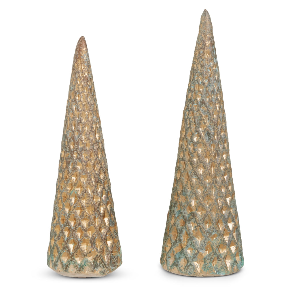 12" Distressed Copper Finish Cone Trees