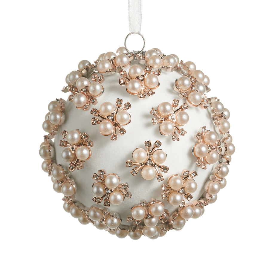 4" Pearl Clustered Ivory Ball Ornament