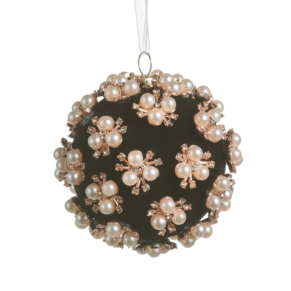 3.5" Pearl Clustered Black Ball Ornament