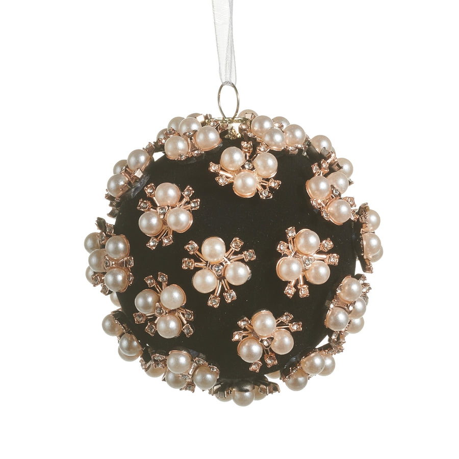 3.5" Pearl Clustered Black Ball Ornament