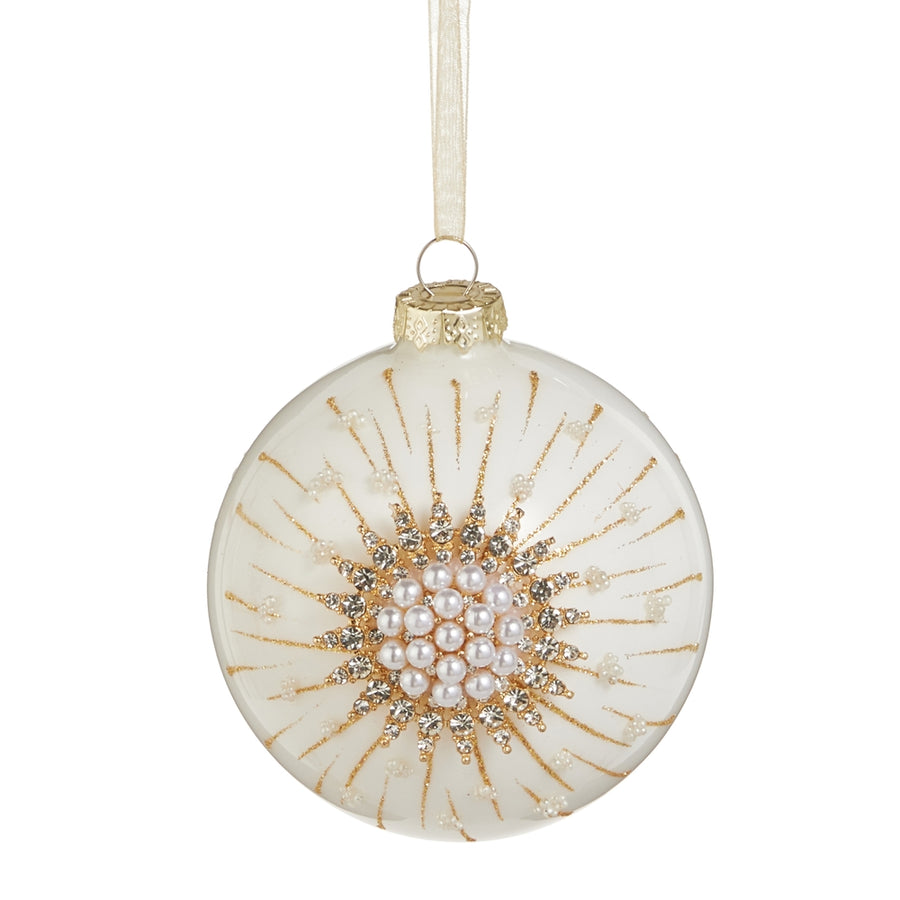 4.5" Pearl Starburst Ball Ornament