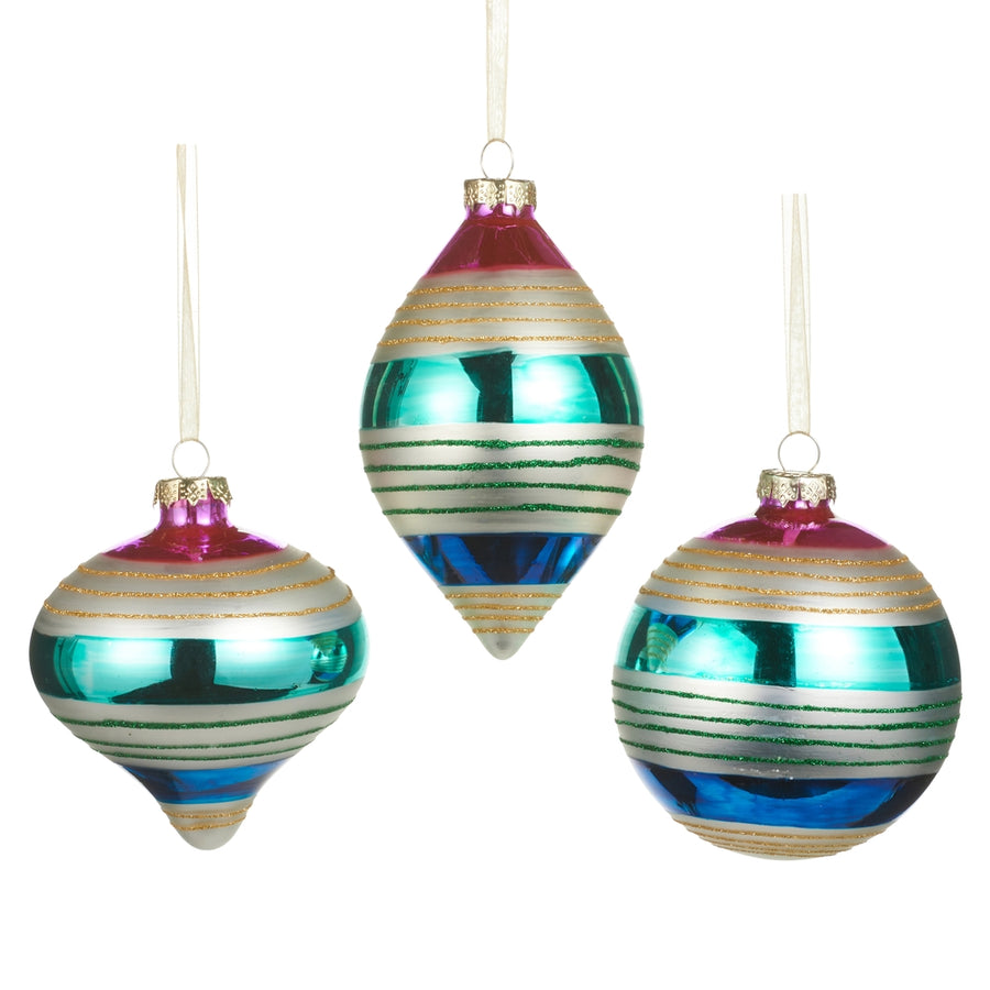 4" Glitter Striped Ornament