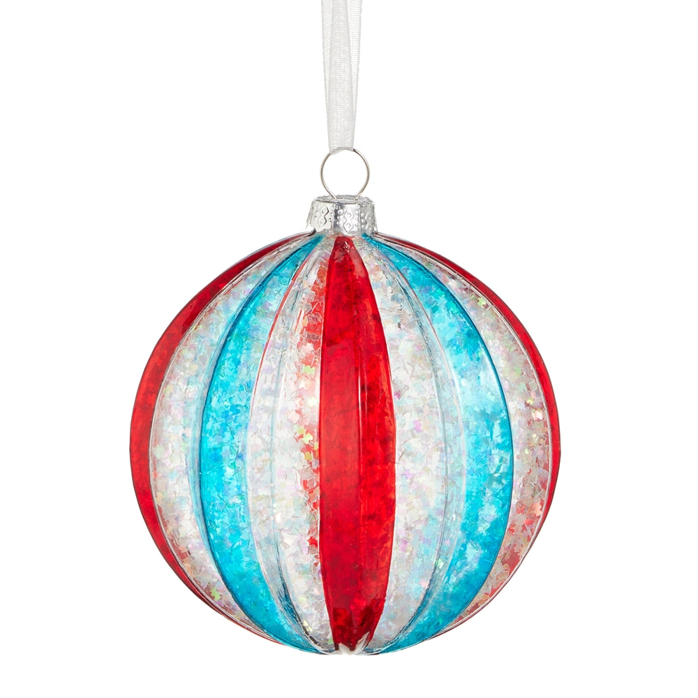 4" Pleated Glitter Ball Ornament