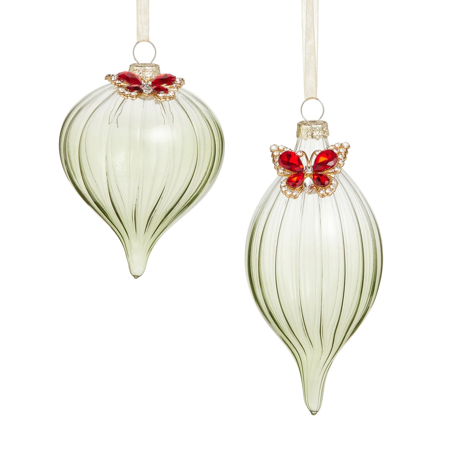 5.5" Butterfly Embellished Ribbed Ornament