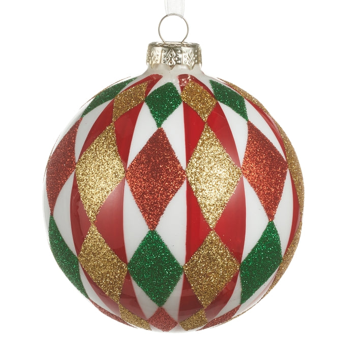 4" Harlequin Pattern Ball Ornament