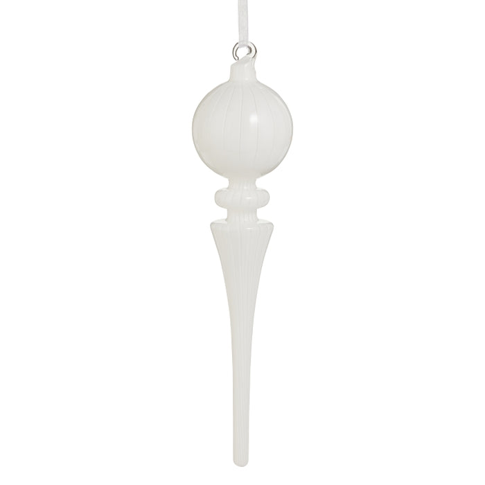 11.5" White Stripe Finial Ornament