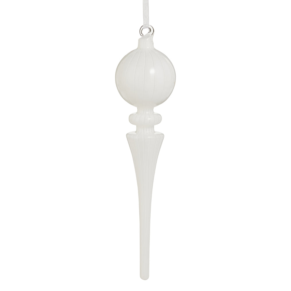 11.5" White Stripe Finial Ornament