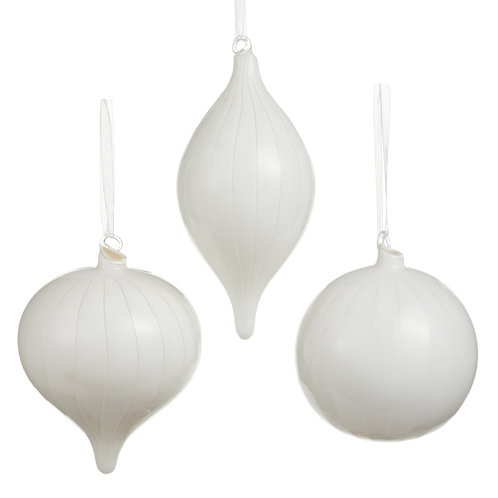 6" White Stripe Ornament