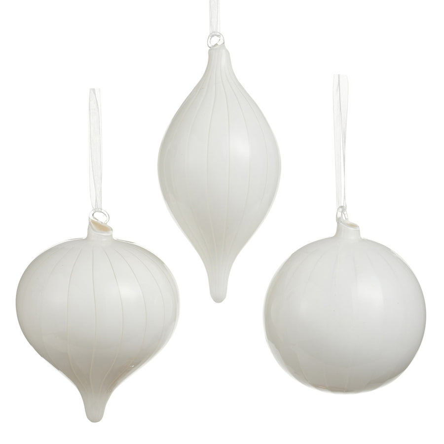 6" White Stripe Ornament