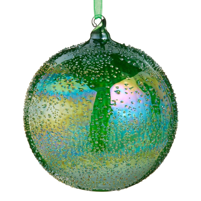 5" Iridescent Moss Green Textured Ball Ornament