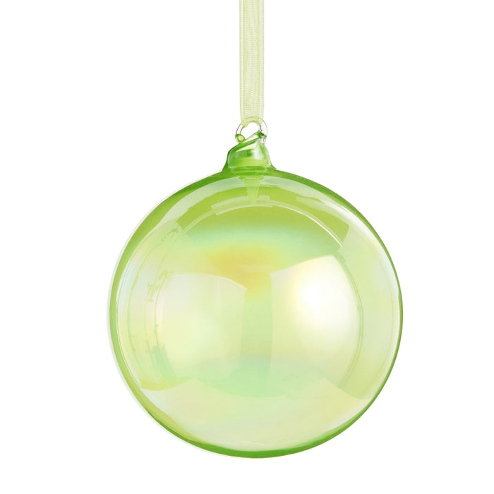 4" Neon Green Iridescent Ball Ornament