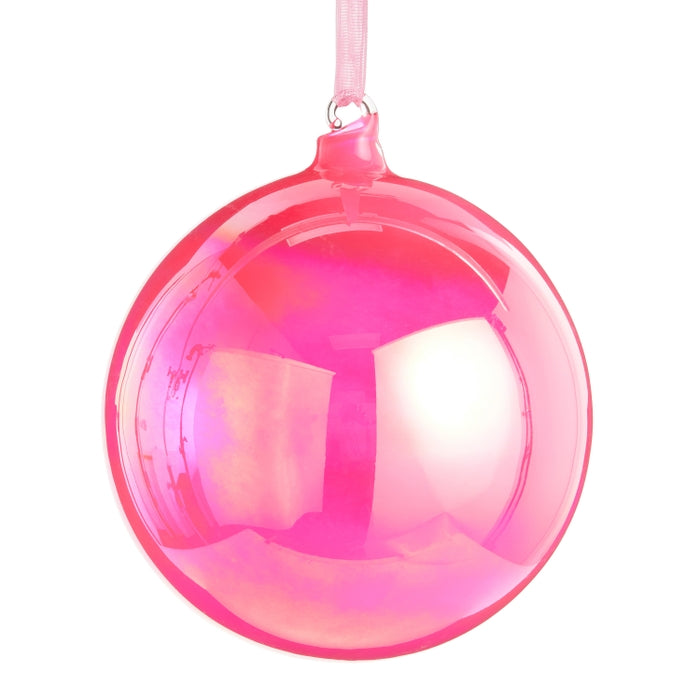 5" Neon Pink Iridescent Ball Ornament