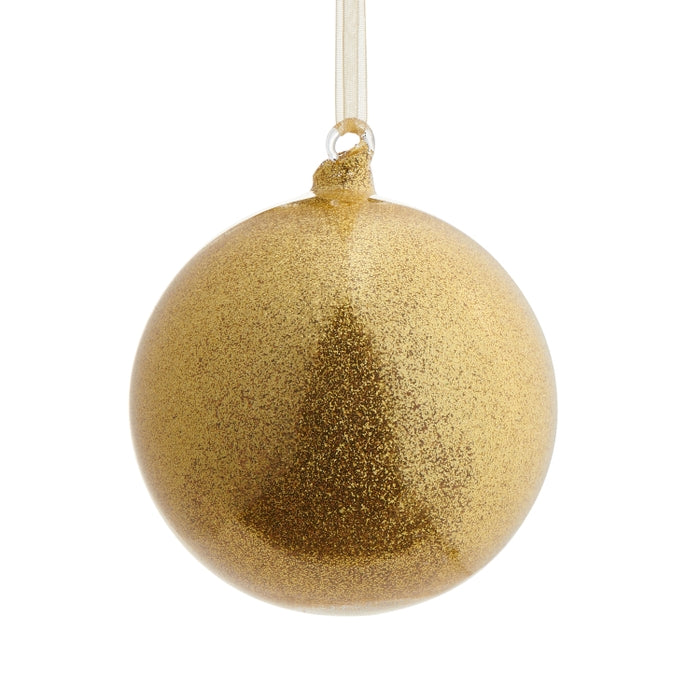 4" Champagne Glitter Ball Ornament