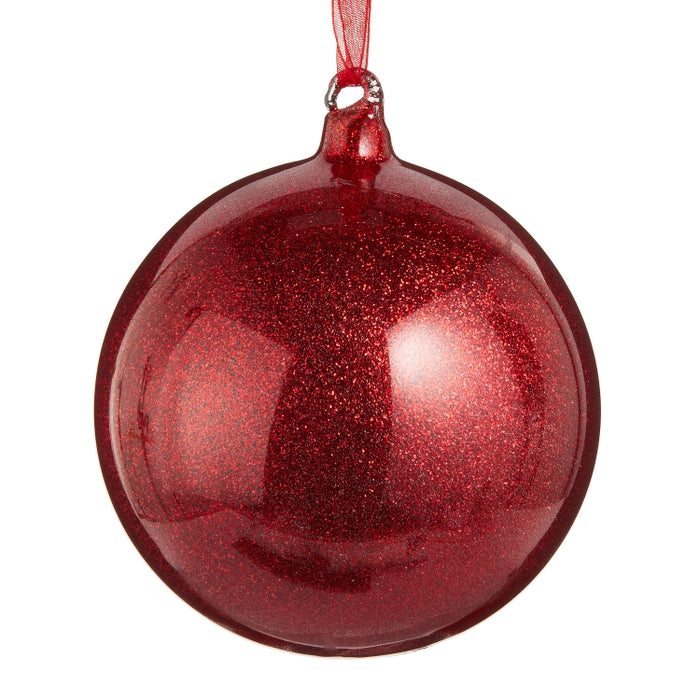 4" Red Glitter Ball Ornament