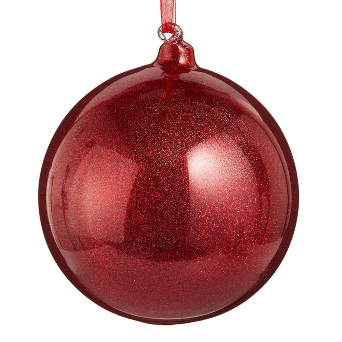 5" Red Glitter Ball Ornament