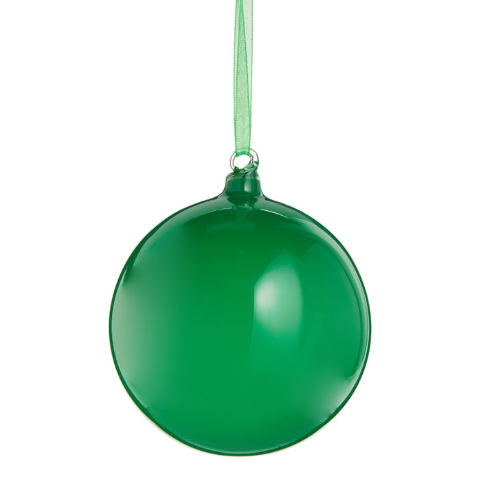 Bright Green Glass Ball Ornament 4 Inch