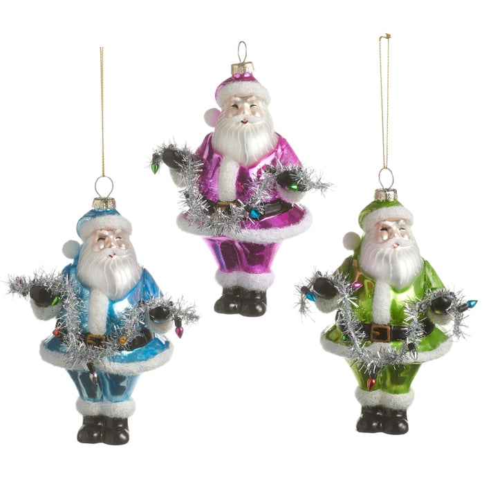 5.5" Multicolor Vintage Santa Ornament