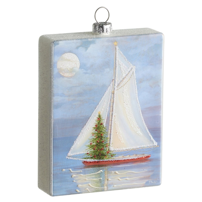 4" Holiday Sailing Rectangle Ornament
