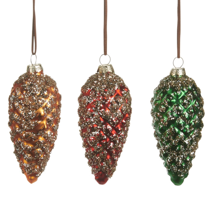 4.75" Glitter Pinecone Ornaments