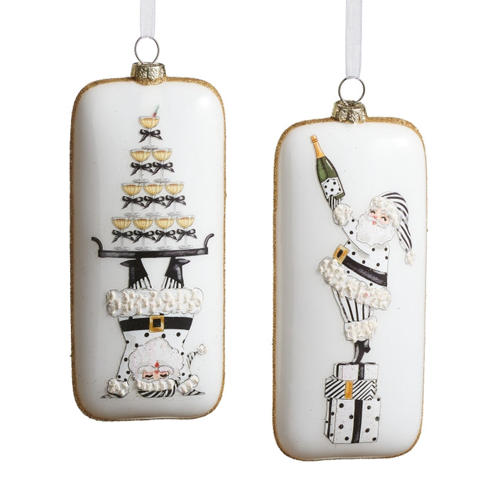 5.5" Champagne Santa Rectangle Ornament