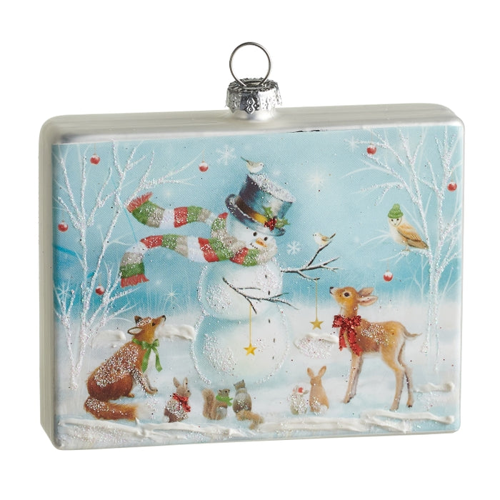 4" Woodland Christmas Party Rectangle Ornament