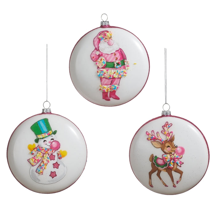 Bubblegum Blowin' Disc Ornament 5 Inch Glass Multicolor
