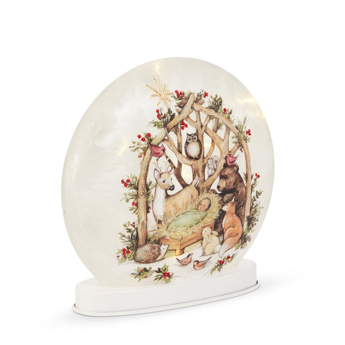 8" Woodland Nativity Lighted Disc