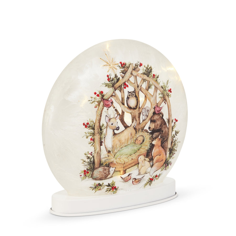 8" Woodland Nativity Lighted Disc