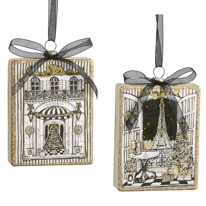 4.5" Holiday in Paris Rectangle Ornament