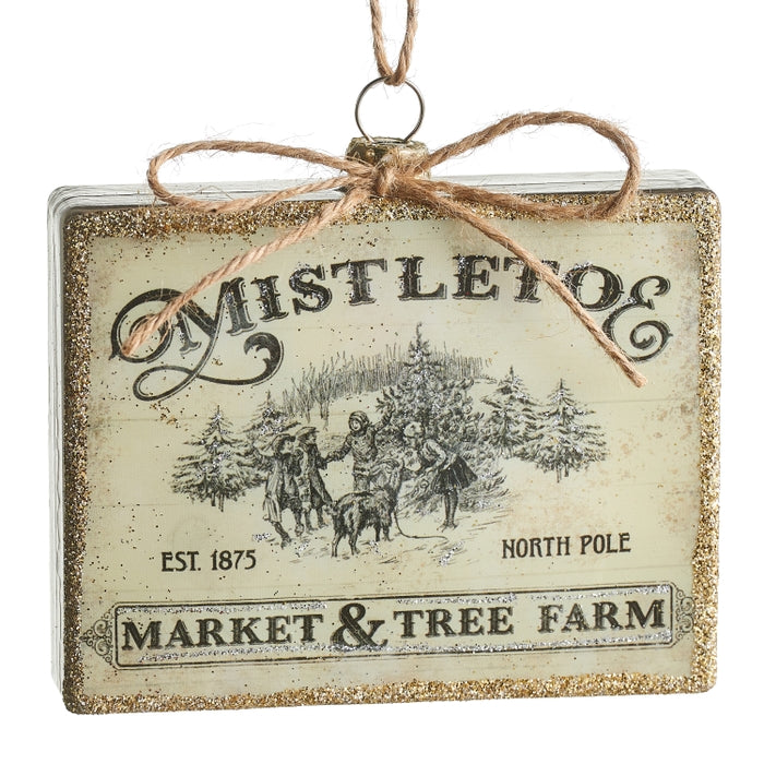 4" Mistletoe Market Rectangle Ornament